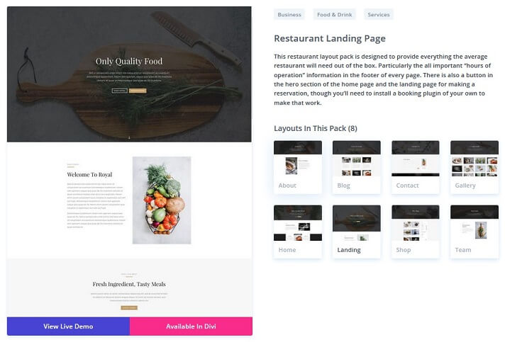 Vorlagen für Divi-Theme-Layoutpakete