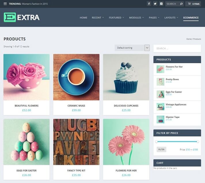 integrazione di woocommerce tema extra