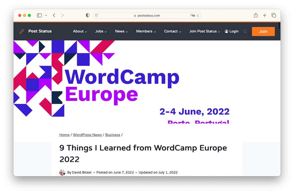 Artikel WordPress terbaik: WCEU