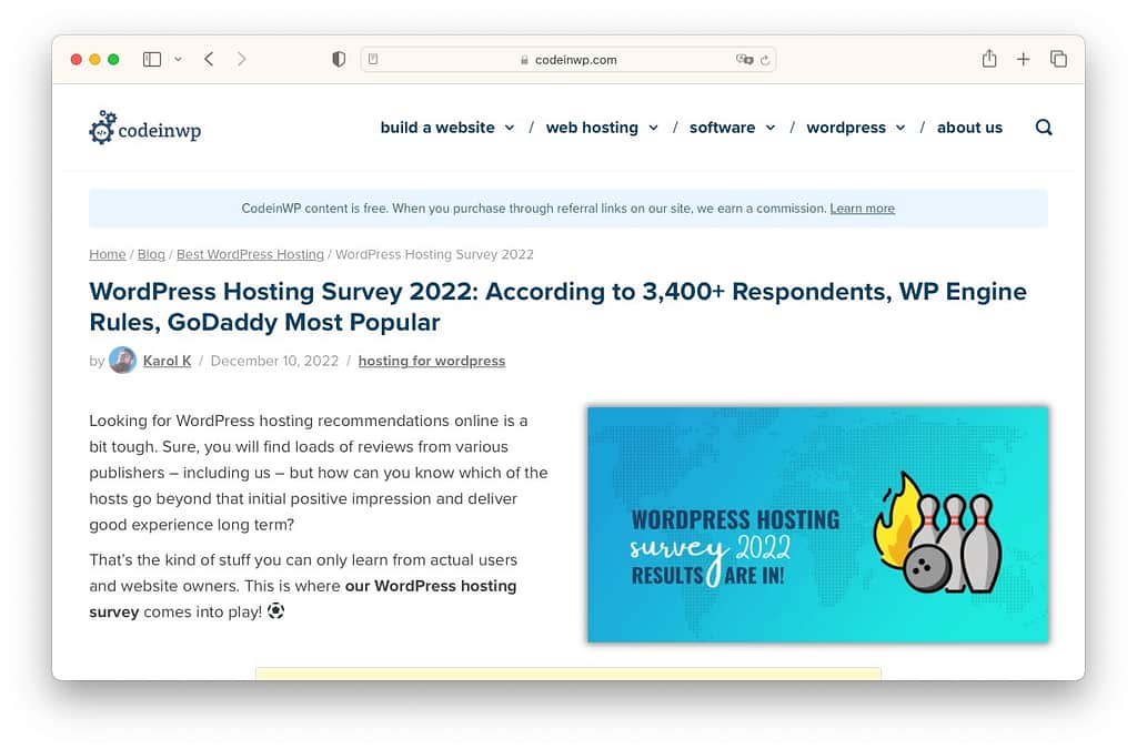 Ankieta dotycząca hostingu WordPress