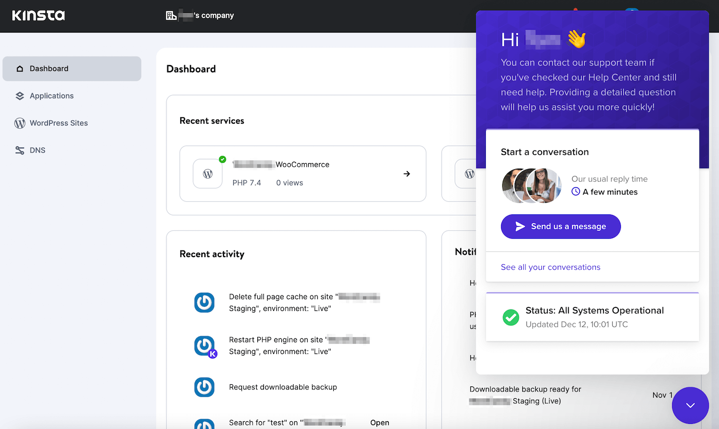 Dapatkan dukungan langsung di MyKinsta