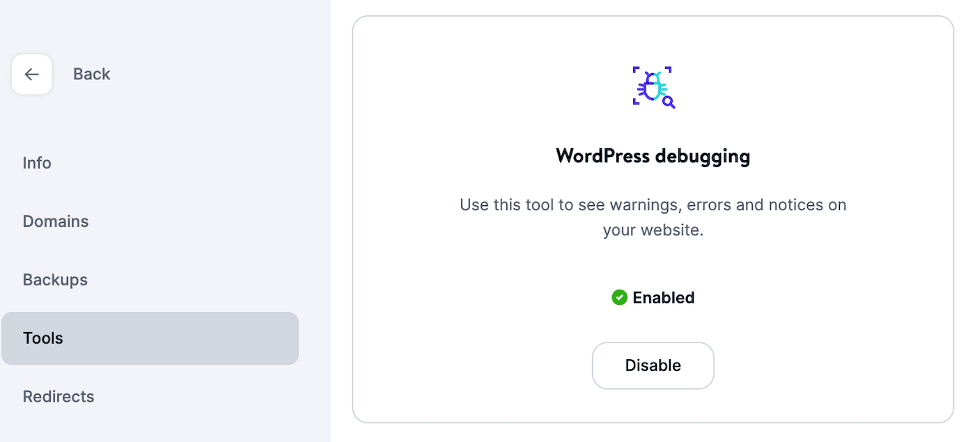 Debug di WordPress in MyKinsta