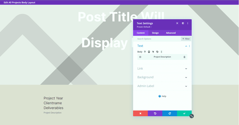 Divi 匹配投资组合和项目描述