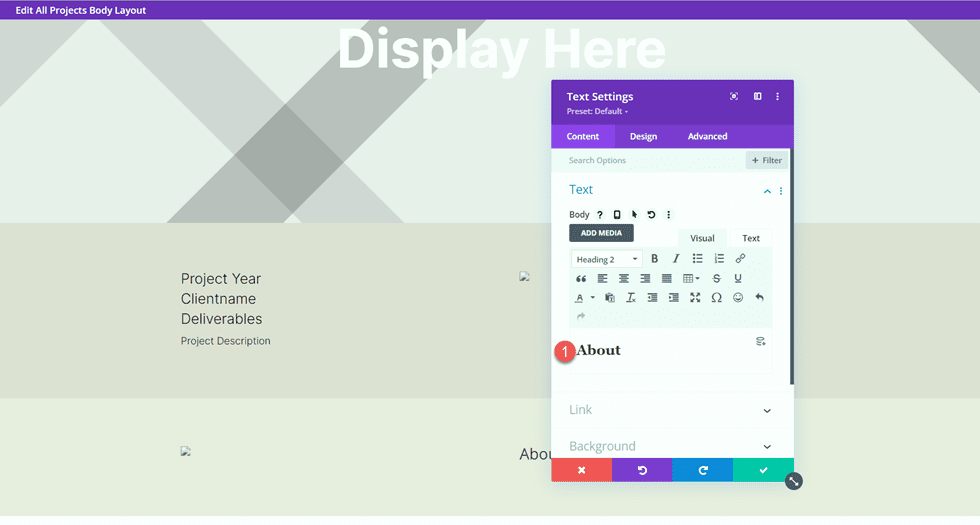 Divi Matching Portfolio และโครงการเกี่ยวกับข้อความ