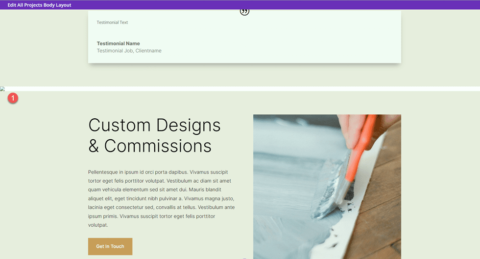 Divi Matching Portfolio และ Projects Paste Section