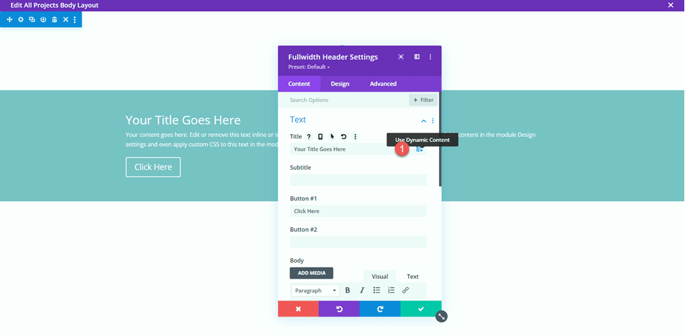 Portfólio e projetos de correspondência Divi usam conteúdo dinâmico