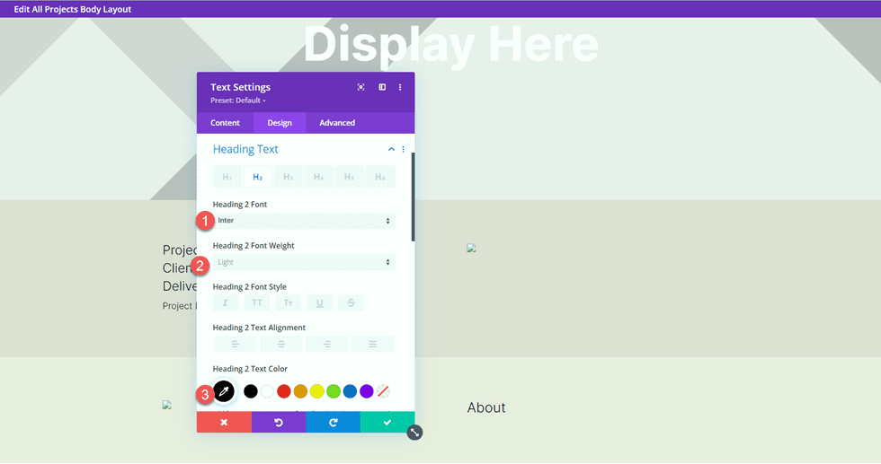 Divi Matching Portfolio และการตั้งค่าข้อความโครงการ