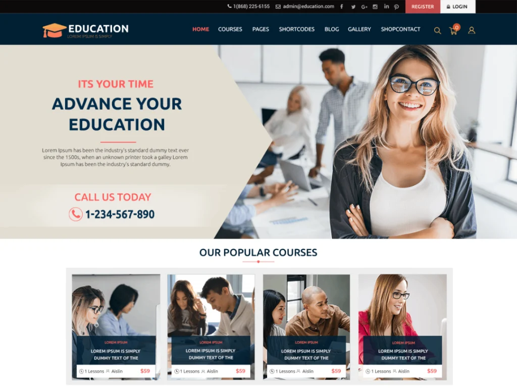 LMS Education es un tema fabuloso, elegante, sofisticado y listo para la retina.