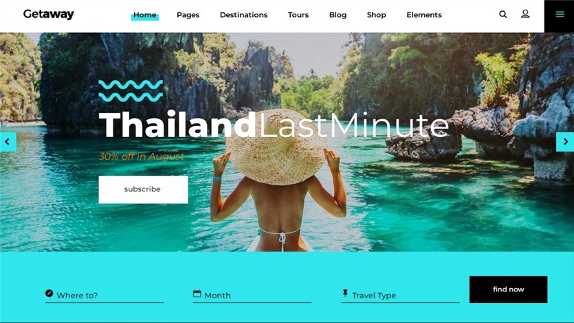 Getaway ธีมการเดินทางที่ดีที่สุดสำหรับ wordpress