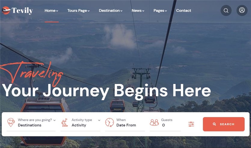 Tevily tema di viaggio per wordpress