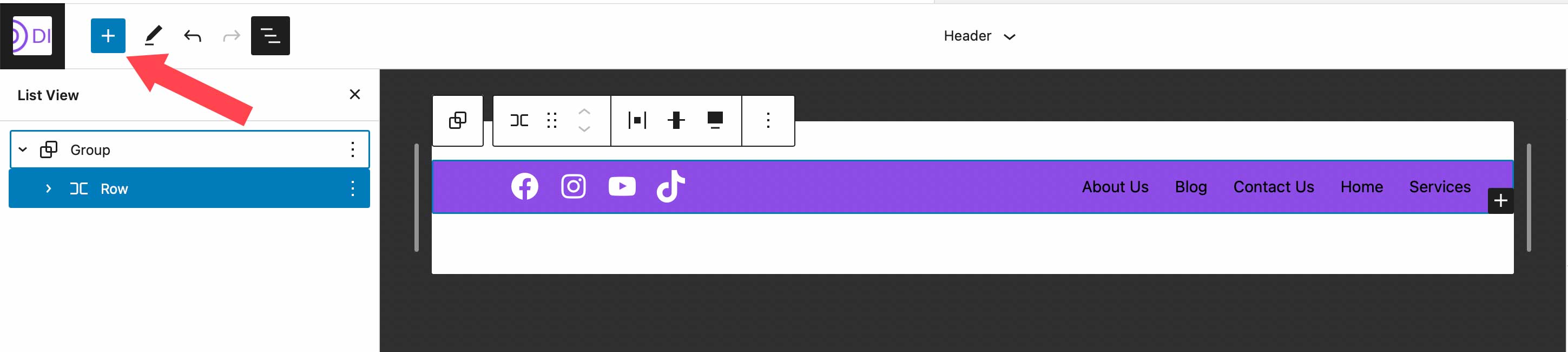 Insertor de blocos do WordPress