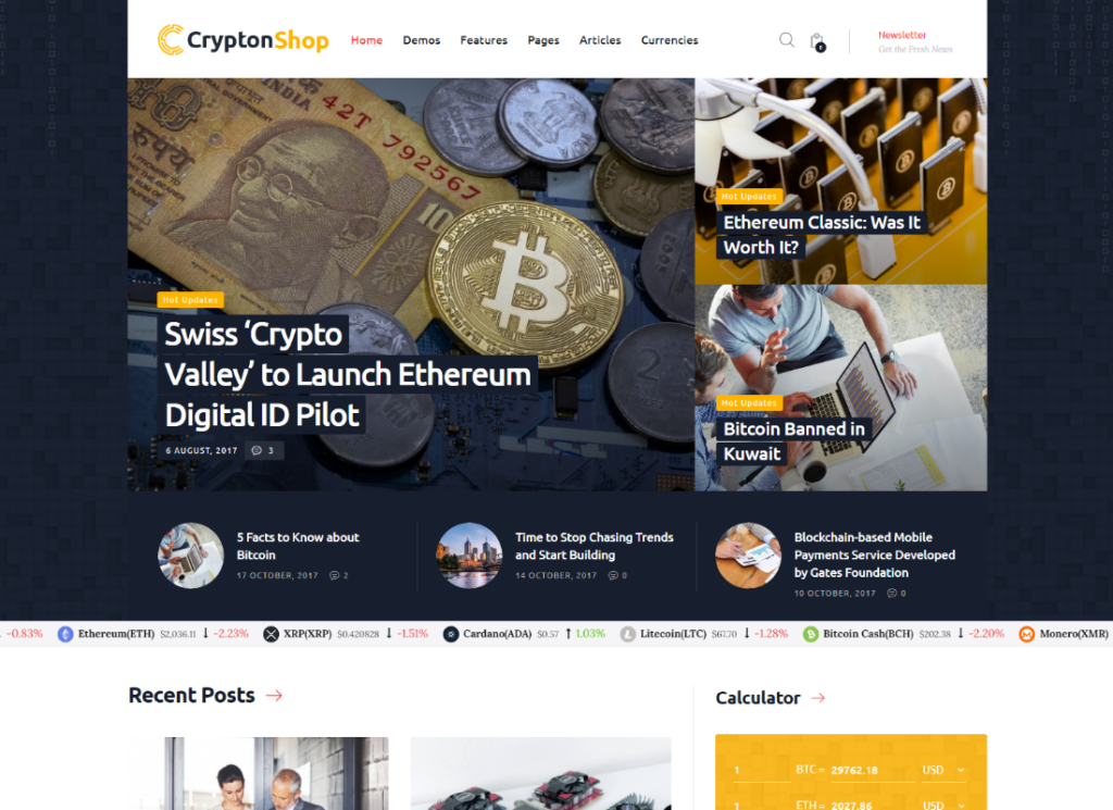 Crypton - ธีม Cryptocurrency อเนกประสงค์และ ICO WordPress