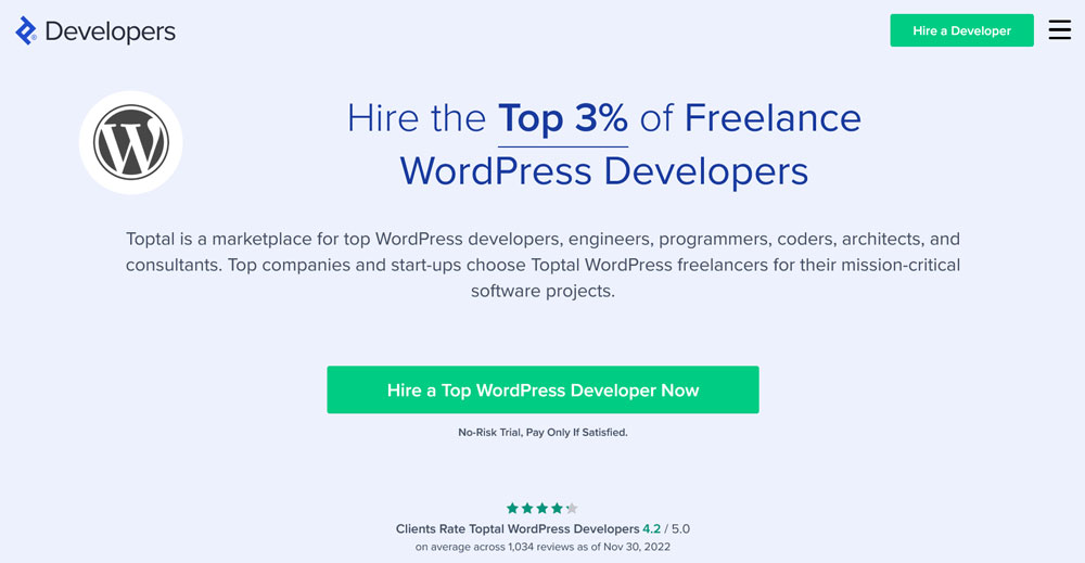 tablero de trabajo toptal wordpress