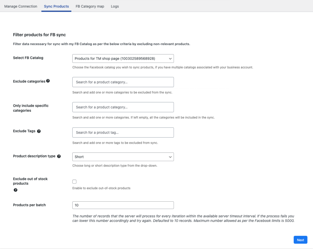 อินเทอร์เฟซปลั๊กอินฟีดผลิตภัณฑ์ WooCommerce 2