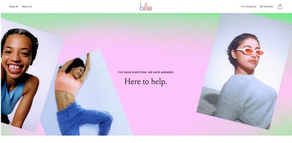 Home page della knowledge base di Billie