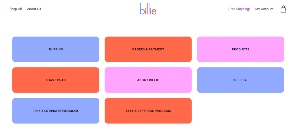 Diferentes categorías en un ejemplo de base de conocimiento