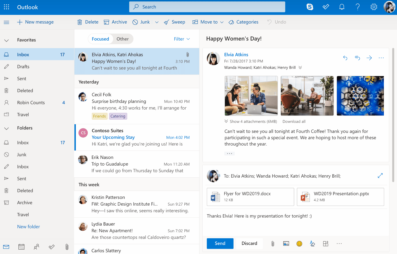 Interface do Outlook/s