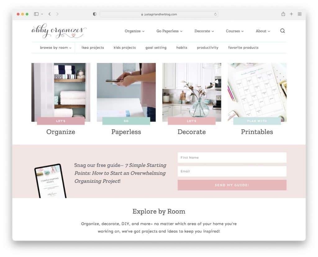 abby organiza sitio web afiliado