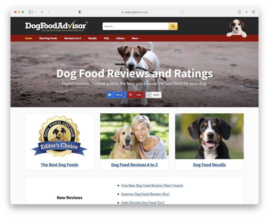 sito web affiliato di consulenti alimentari per cani