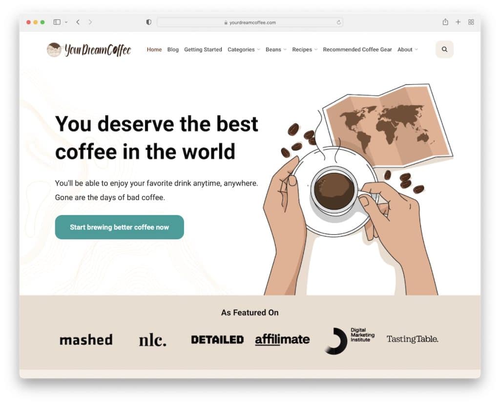 el sitio web afiliado del café de tus sueños