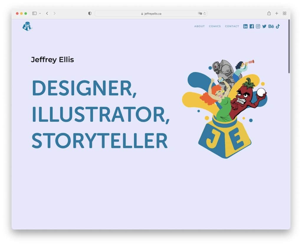 Site-ul web al portofoliului artistului Jeffrey Ellis