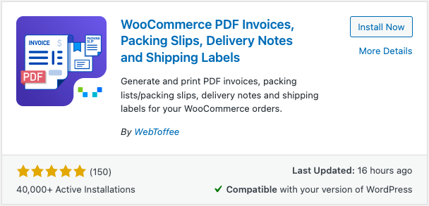 Plug-in de faturas em PDF WooCommerce