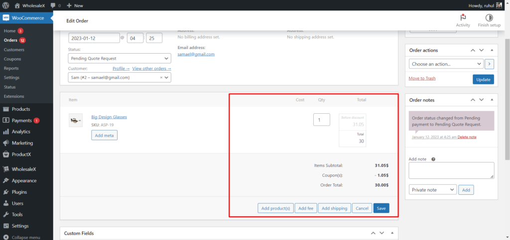 Setting Quotation Price for Registered User