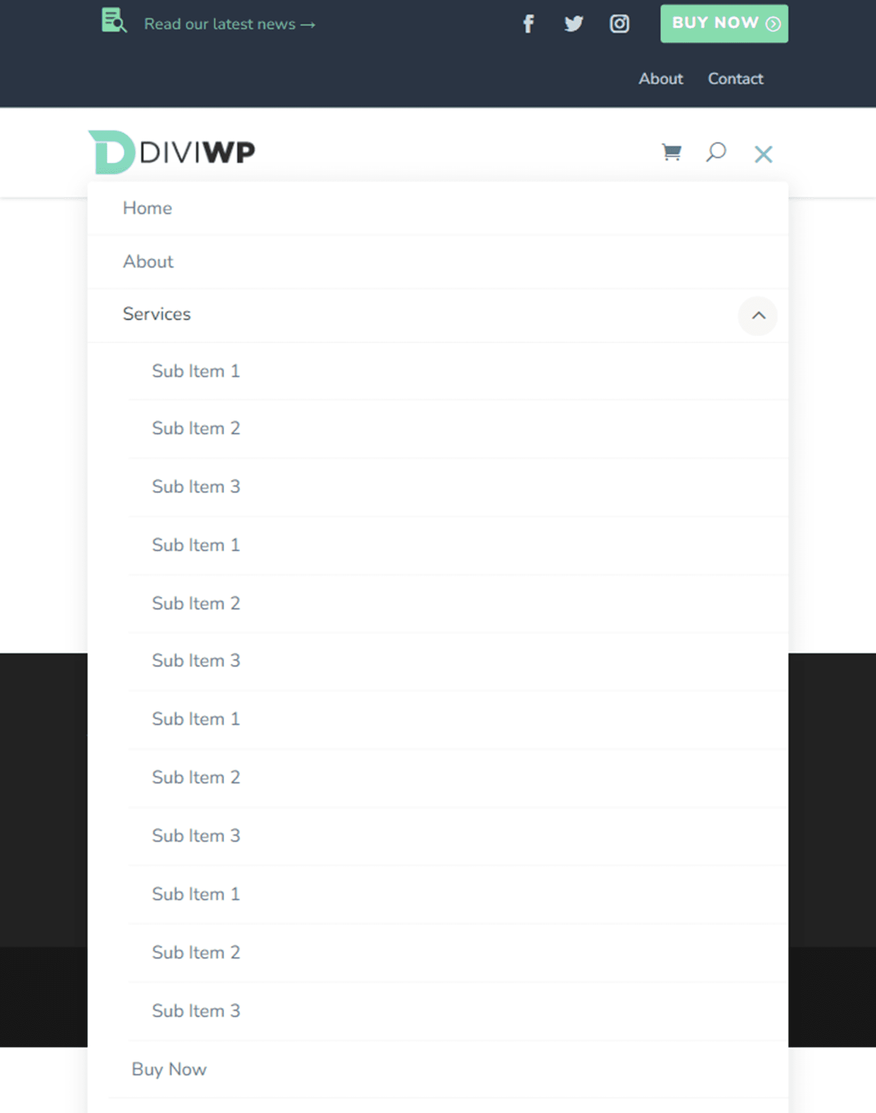 Point fort du produit Divi Sections d'en-tête DiviWP Disposition du pack 13 Tablette