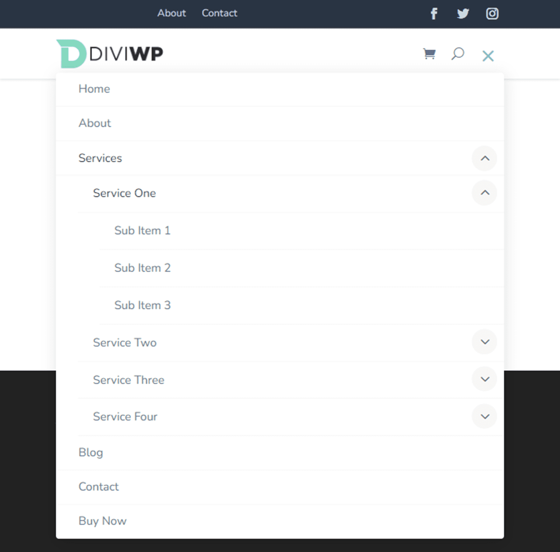 Divi 제품 하이라이트 DiviWP 헤더 섹션 팩 레이아웃 10 태블릿