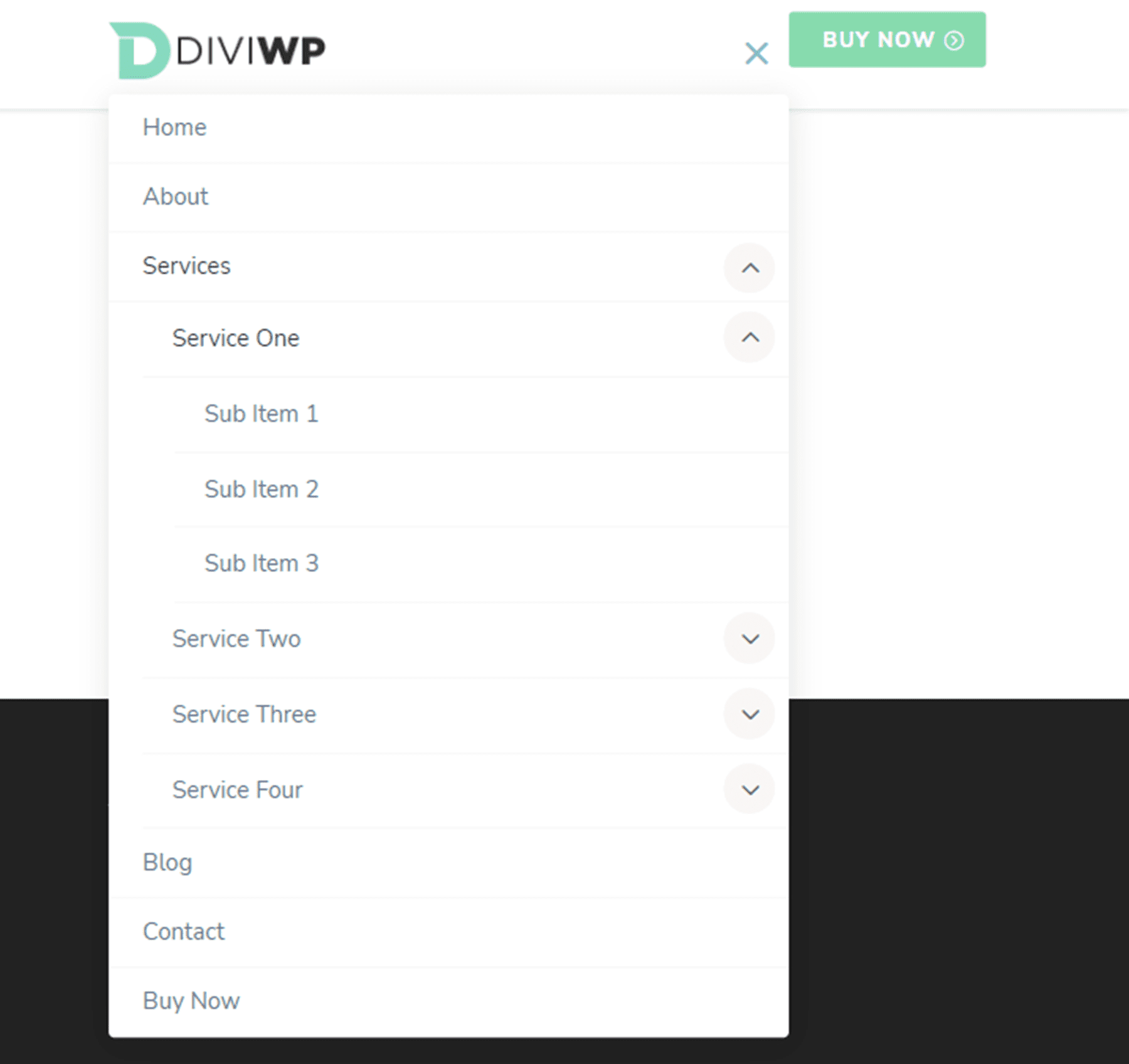 Divi 제품 하이라이트 DiviWP 헤더 섹션 팩 레이아웃 7 태블릿