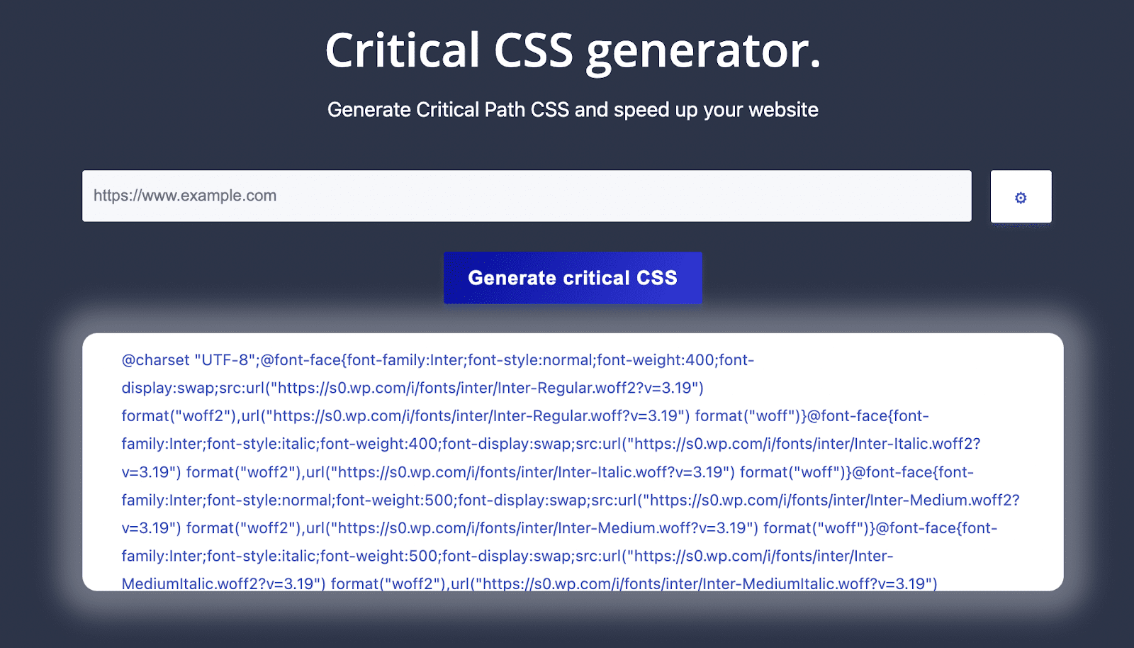 CSS penting yang dihasilkan untuk sebuah situs