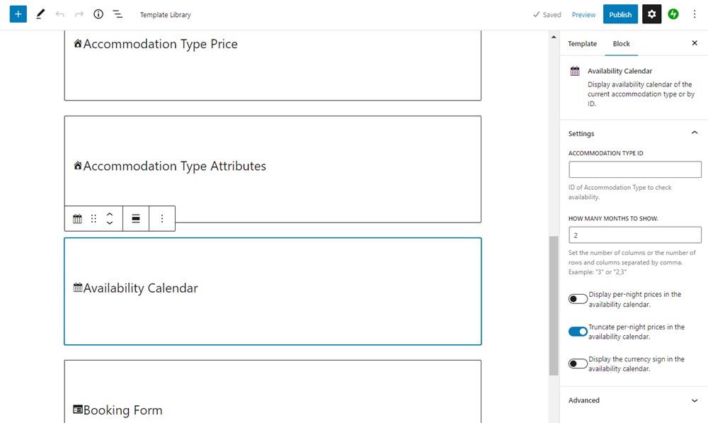 Le impostazioni del calendario delle disponibilità.