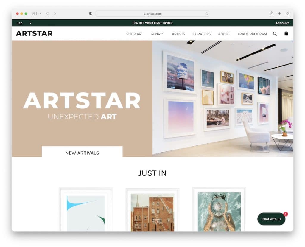 Witryna z portfolio artstar