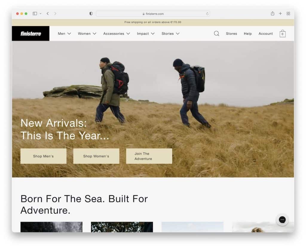 finisterre shopify sito web