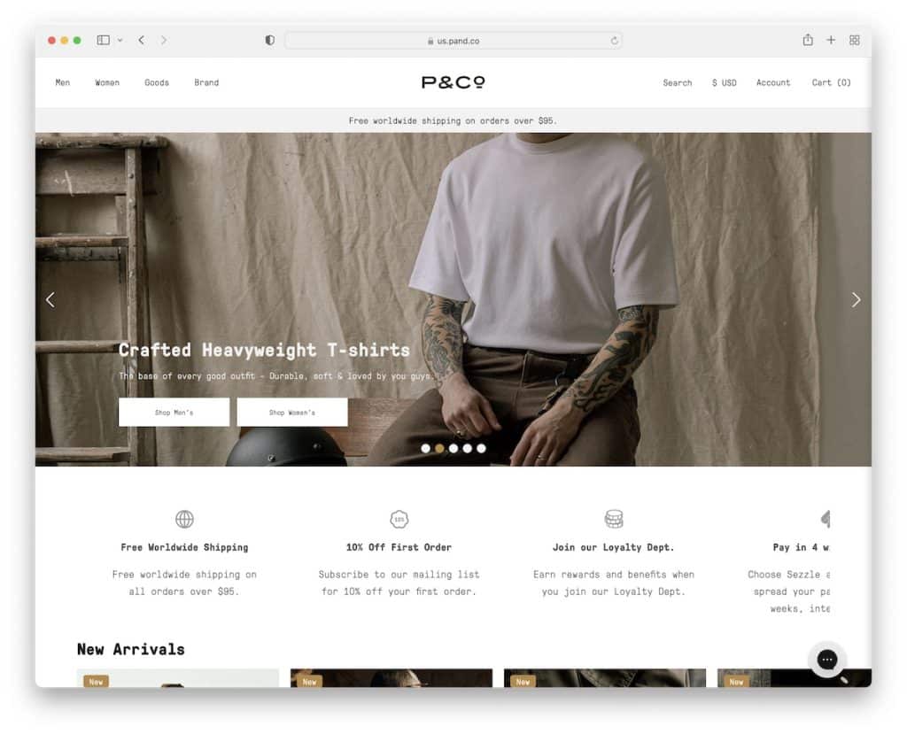 site shopify p e co