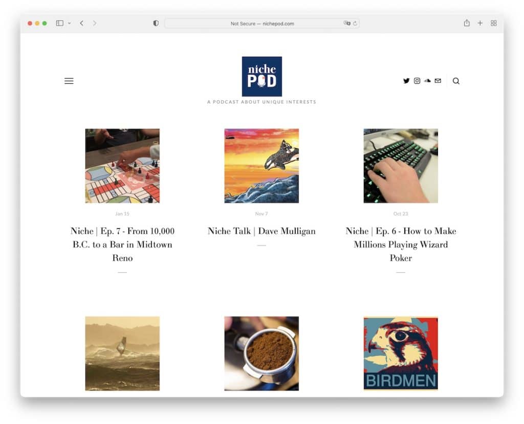 sitio web de podcast de nicho