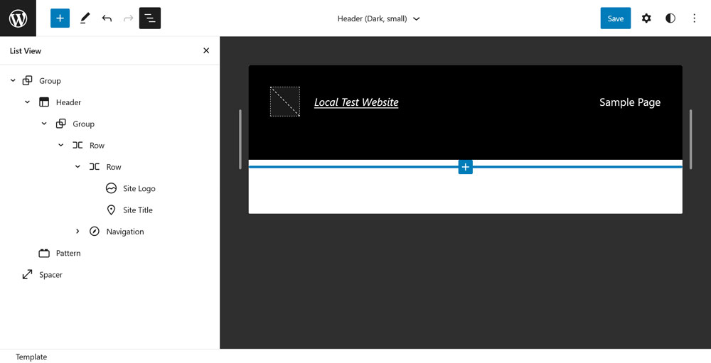 en-tête wordpress composé de blocs de lignes