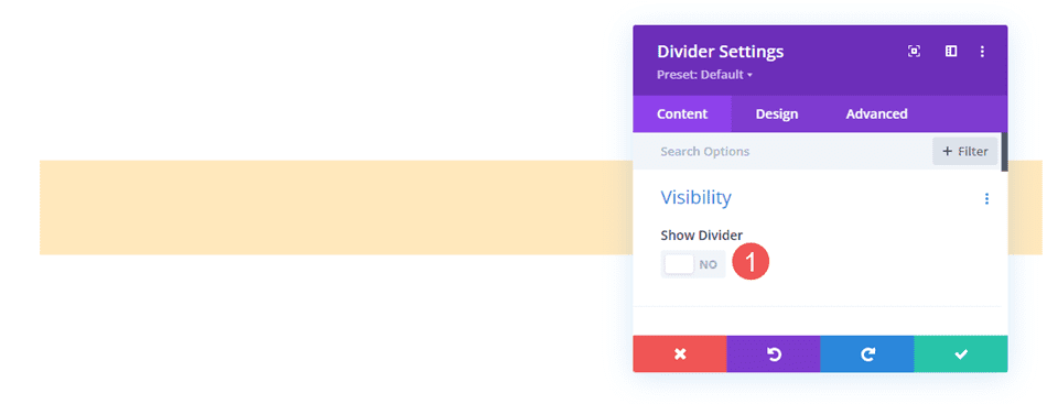 Visibilidade de exibição do módulo divisor