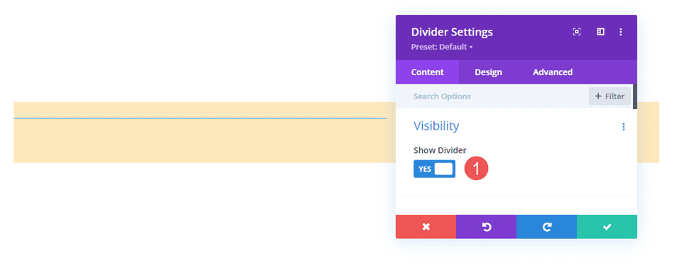 Visibilidade de exibição do módulo divisor