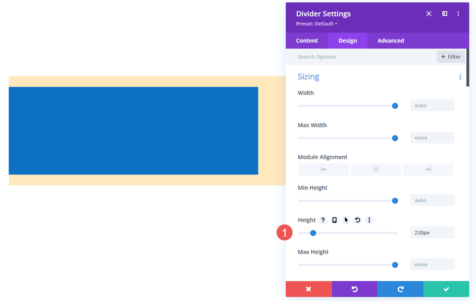 Divisor invisível combinado com dimensionamento