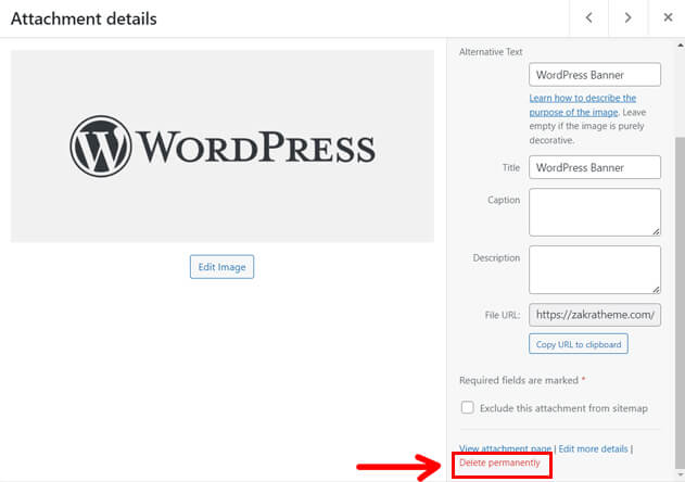 Supprimer l'image de WordPress