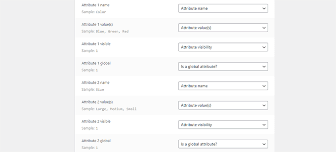 Match attribute fields