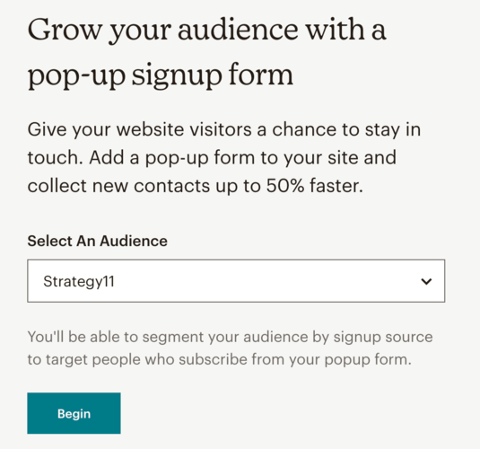 Choisissez votre audience Mailchimp
