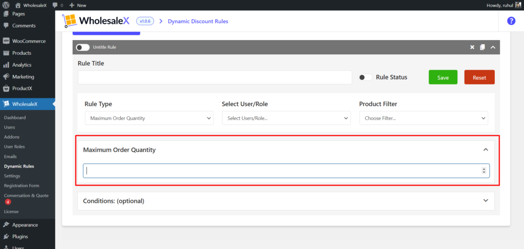 WholesaleX Setting the Maximum Order Quantity Limit