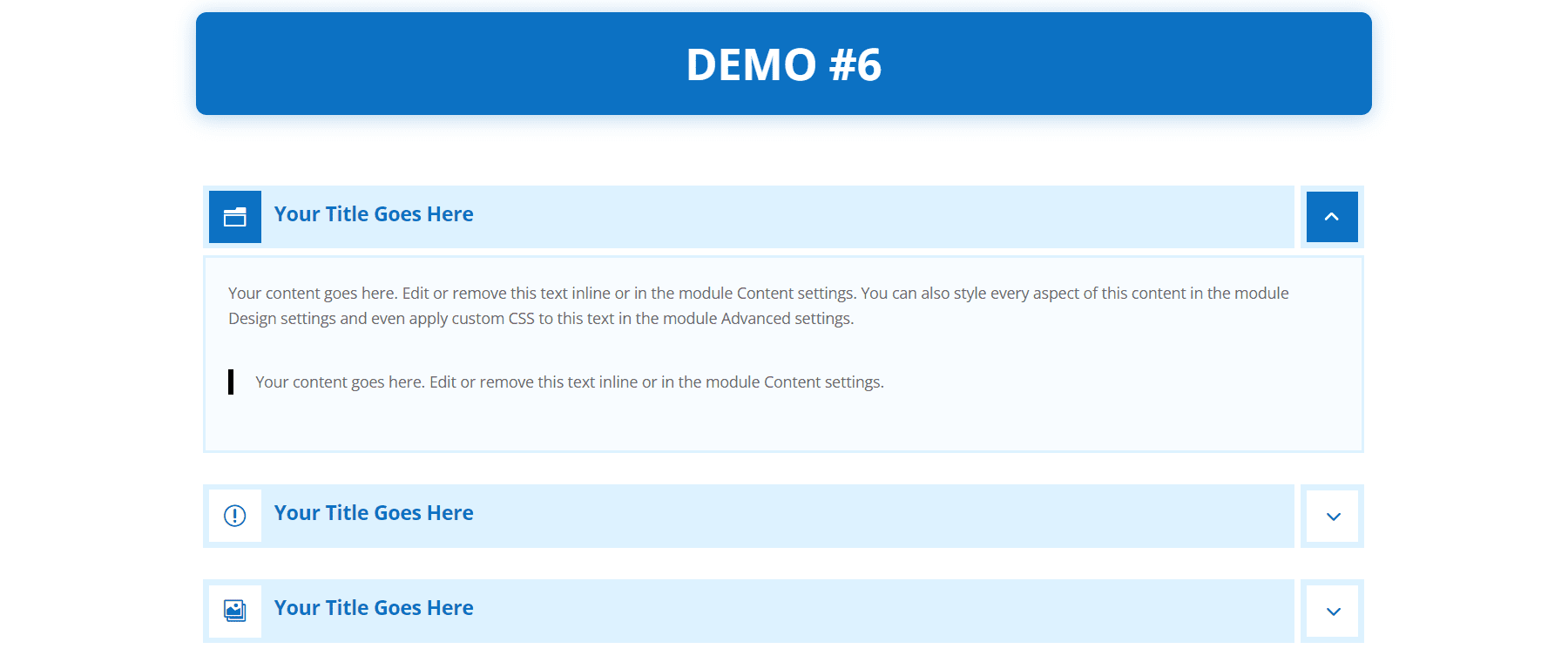 Divi Accordéons Plus Démos