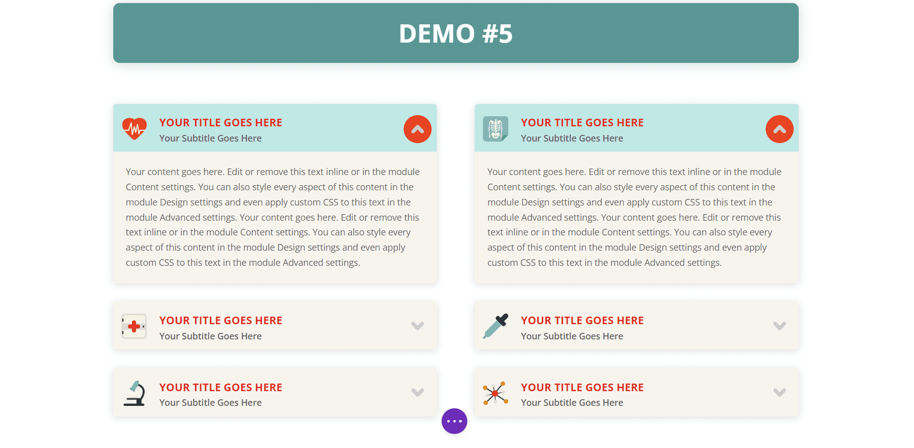 Divi Accordéons Plus Démos