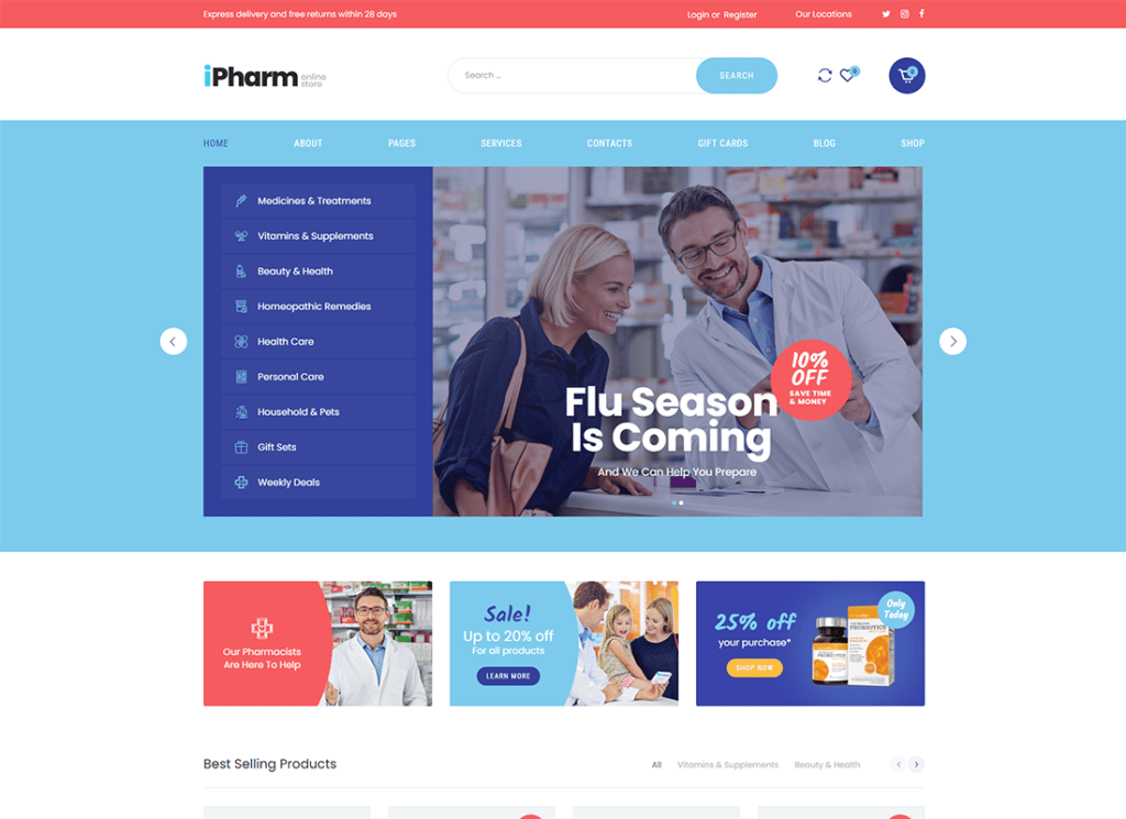 IPharm | Tema de WordPress para farmacia en línea y medicina