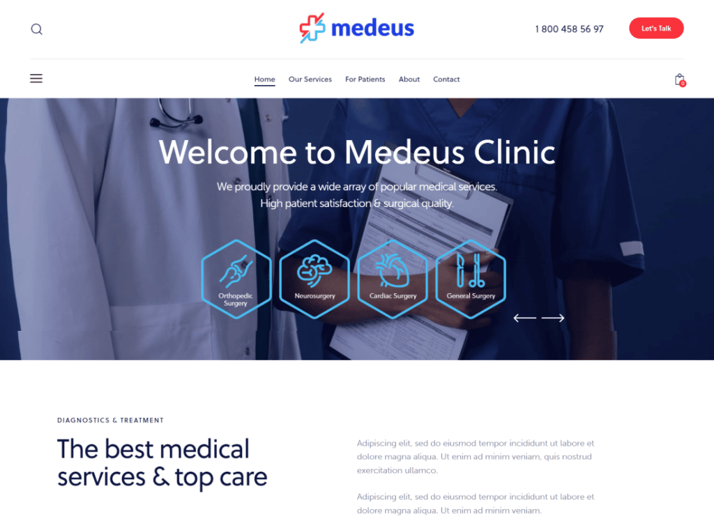 Medeo | Tema médico multipropósito de WordPress para médicos