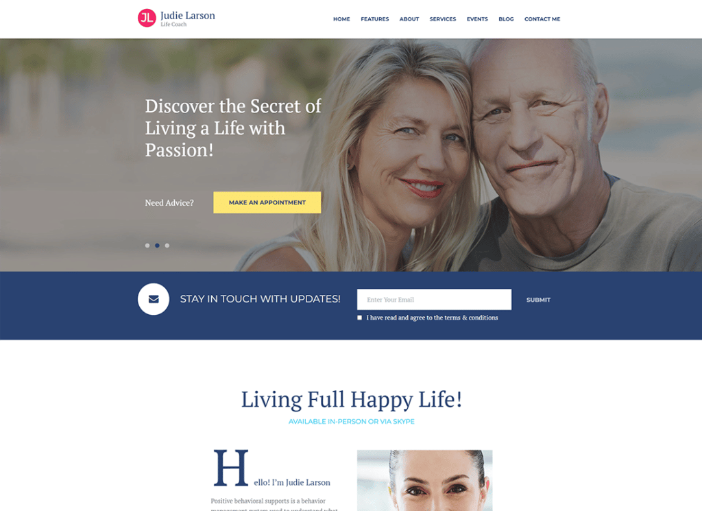 Tema WordPress personale per life coach e psicologo