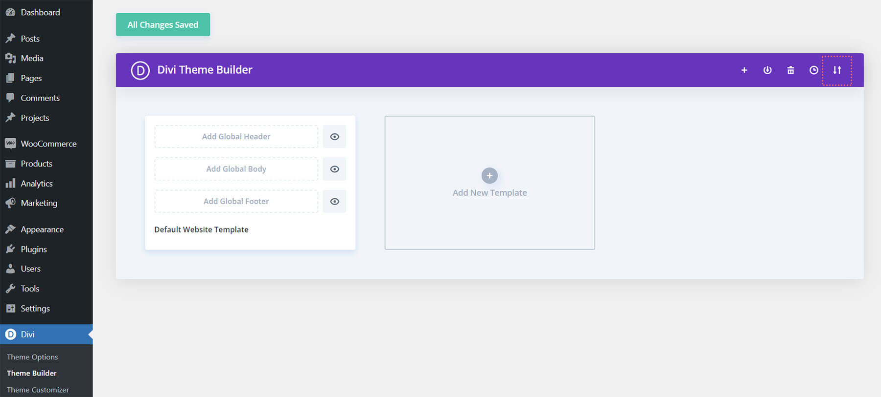 Zaimportuj szablon do Divi Theme Builder